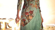 Load image into Gallery viewer, K floral wrap  around with long fringe dress