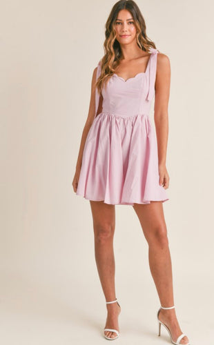 M Scallop neck mini dress