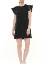 Load image into Gallery viewer, W T shirt  dress leather ruffles