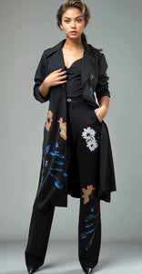 N 2pcs black /flower print set