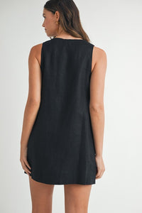M scallop linen mini dress