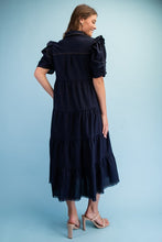 Load image into Gallery viewer, Gg Midi shirt dress Navy with hem details