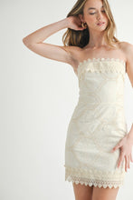 Load image into Gallery viewer, M embroidery  strapless tube mini dress
