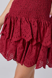 B smocked ruffle mini dress