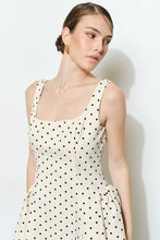 Load image into Gallery viewer, I square neck Ivory black dots dress