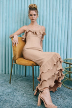 Load image into Gallery viewer, R  Ecru ruffles  cascade  maxi dress