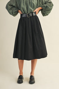 Ms belted pleated skirt