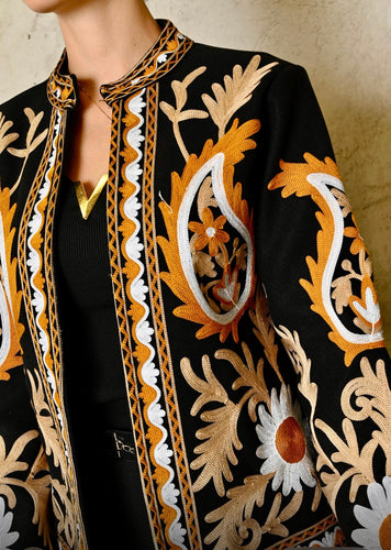 V embroidery appliqué jacket