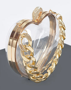 Hd acrylic clear heart clutch