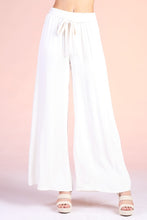 Load image into Gallery viewer, T Tie waist wide legs pants, chartreuse/Ivory
