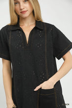 Load image into Gallery viewer, U Eyelet mini dress with patch pockets
