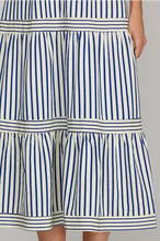 Load image into Gallery viewer, Ss sleeveless striped midi dress with pockets navy