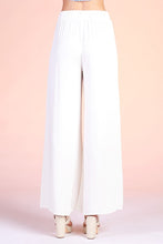 Load image into Gallery viewer, T Tie waist wide legs pants, chartreuse/Ivory