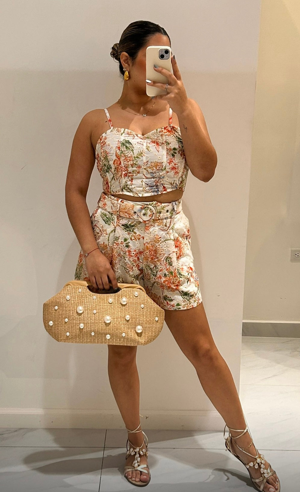 Y floral eyelet crop top