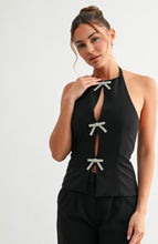 Load image into Gallery viewer, E 2pcs halter-bow trim top/palazzo pants