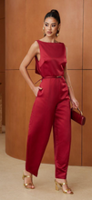 Load image into Gallery viewer, Cw satin jumpsuit with cow neck in back