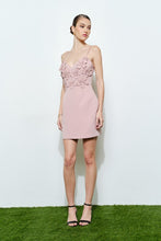 Load image into Gallery viewer, I Flower aplique pink mini dress