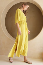 Load image into Gallery viewer, T Triangle  mustard kimono maxi