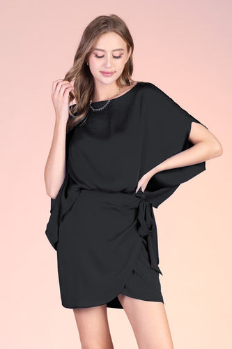 T wrap satin dress