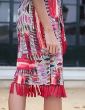 Load image into Gallery viewer, K Egyptian fringe colorful print  midi dress