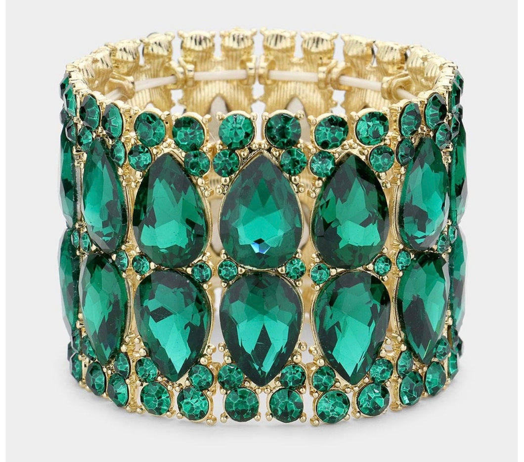 W Teardrops stone accented emerald bracelet