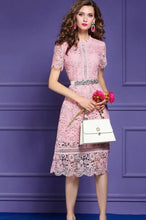 Load image into Gallery viewer, E lace pink midi dress