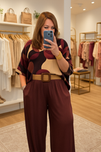 Load image into Gallery viewer, N satin print blouse/ solid satin pant