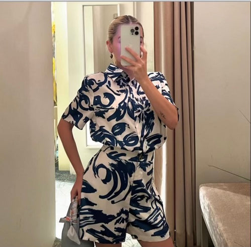 D Top/short set print