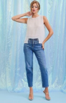 R Amelia beaded top white