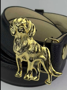 A leather pets buckle belt