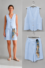 Load image into Gallery viewer, N linen 3pcs vest/bermuda/scarf set