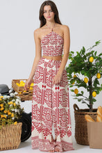 Load image into Gallery viewer, A Red 2pcs elastic halter top/palazzo pants