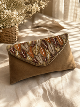 Load image into Gallery viewer, Sc suede beaded clutch