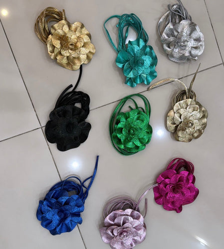 Lc metallic leather flower