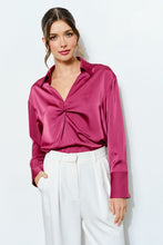 Load image into Gallery viewer, I wine long sleeve silky blouse