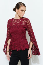 Load image into Gallery viewer, I cotton guipur burgundy  top