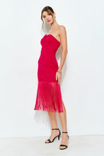 Load image into Gallery viewer, I Red fringe midi dress