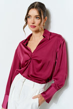 Load image into Gallery viewer, I wine long sleeve silky blouse