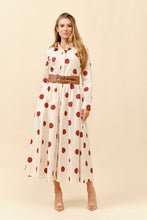 Load image into Gallery viewer, Tc polka dots shirt dress with faux leather belt