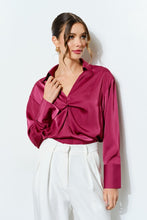 Load image into Gallery viewer, I wine long sleeve silky blouse