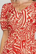 Load image into Gallery viewer, Ss short sleeve border printed woven midi dress