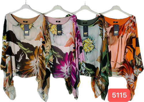 N silk print blouse
