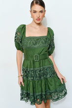 Load image into Gallery viewer, I lace guipur forest green dress