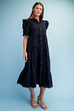 Load image into Gallery viewer, Gg Midi shirt dress Navy with hem details