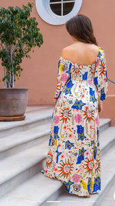 Gs print silky maxi dress