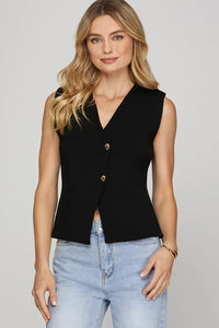 Ss gold button knit sweater vest