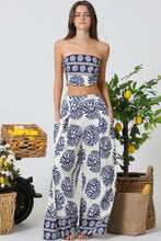Load image into Gallery viewer, A navy 2pcs tube top/high waisted pants