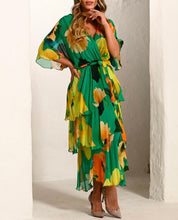 Load image into Gallery viewer, V Layers print silk dress
