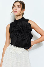 Load image into Gallery viewer, I flower aplique black top