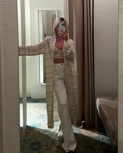 Q crochet long cardigan